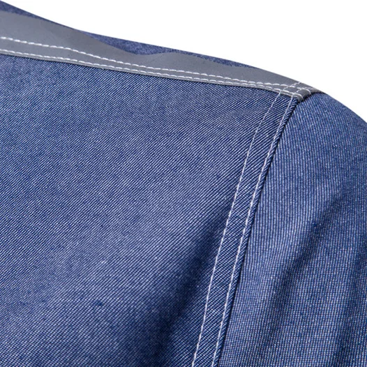 New Design Plus Size Two Pockets With Flaps Long Sleeve Denim Shirt for Men