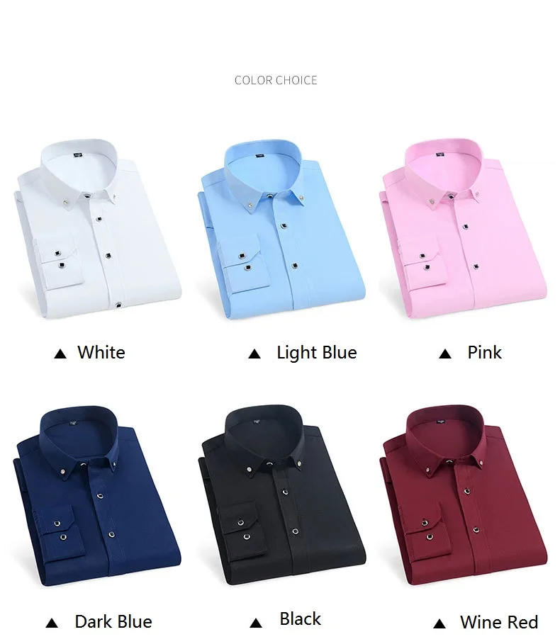 Pure Cotton Oxford Long Sleeve Mens Shirts Button Down Office and Business Shirts for Men