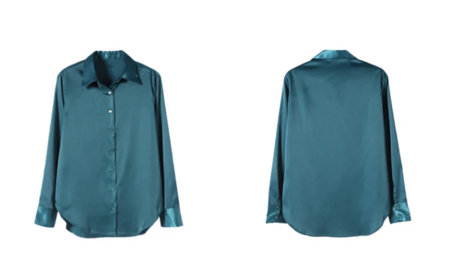 Factory Wholesale Lady Satin Silk Shirts Button Loose Street Silk Shirt for Women
