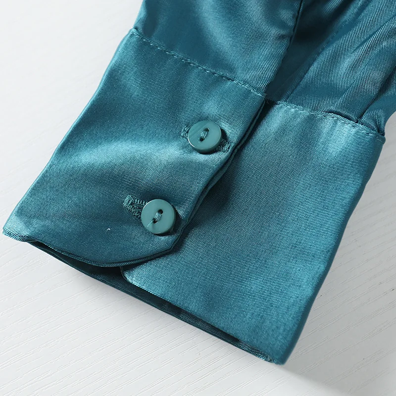 Factory Wholesale Lady Satin Silk Shirts Button Loose Street Silk Shirt for Women