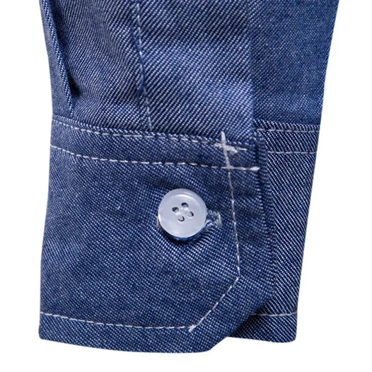 New Design Plus Size Two Pockets With Flaps Long Sleeve Denim Shirt for Men