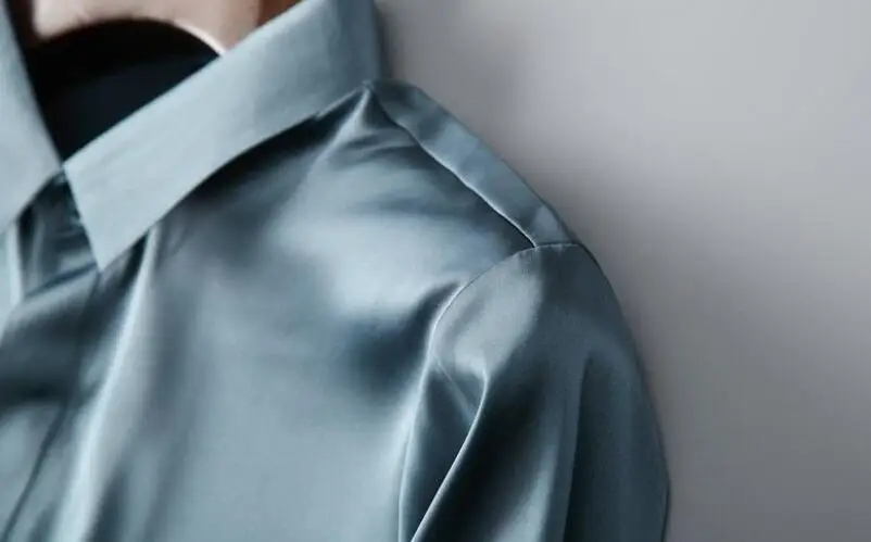 Mens Slim Shirts Satin Silk Shirts for Man Dress Formal Shirts