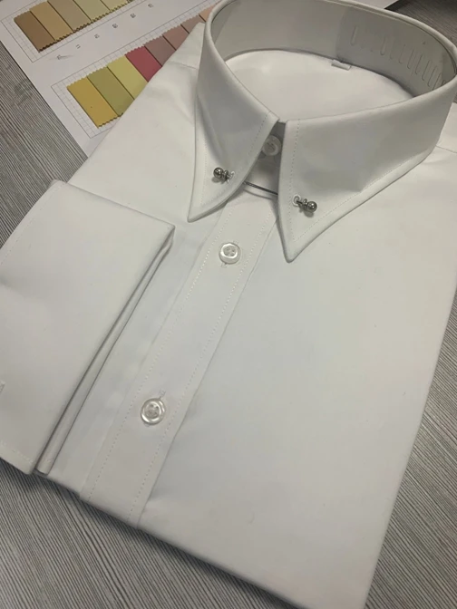 Mens Button Down Collar White French Cuff Dress Shirts 100% Cotton Anti-Wrinkle Breathable Poplin Spring