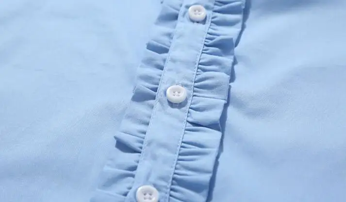 School Girls Children Shirts  Dress Shirt Girls White Ruffle Blouse