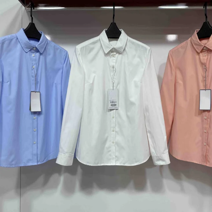 Women Office Dress Shirts Cotton Elastic Spandex Slim Fit Shirt Blouse