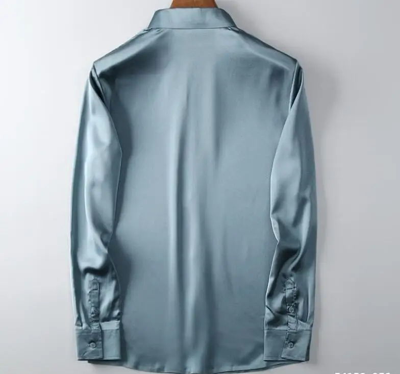Mens Slim Shirts Satin Silk Shirts for Man Dress Formal Shirts