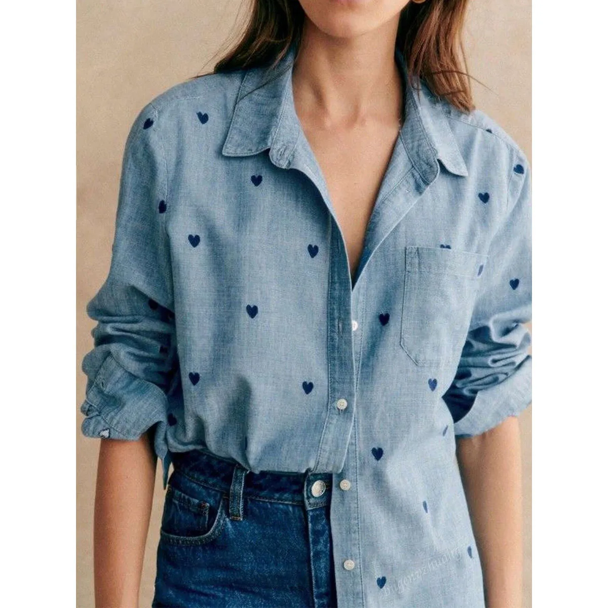 2026 Spring New Women Casual Shirts Logo Printing Customized Plus Size Shirts for Ladies
