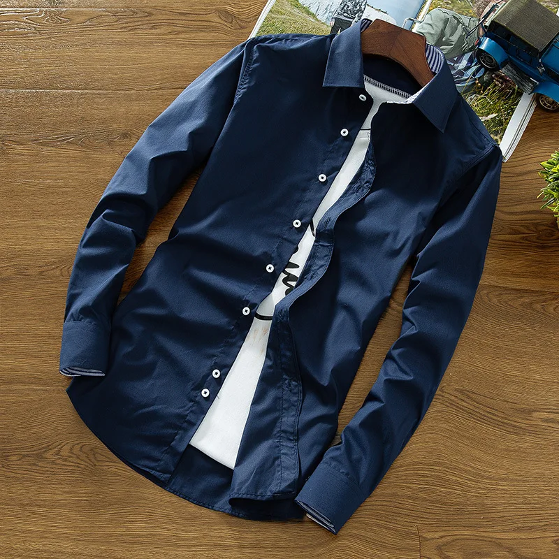 Chinese Manufacturer Custom Fashion Slim Fit Turn Down Collar Long Sleeve Casual Dress Shirt for Men