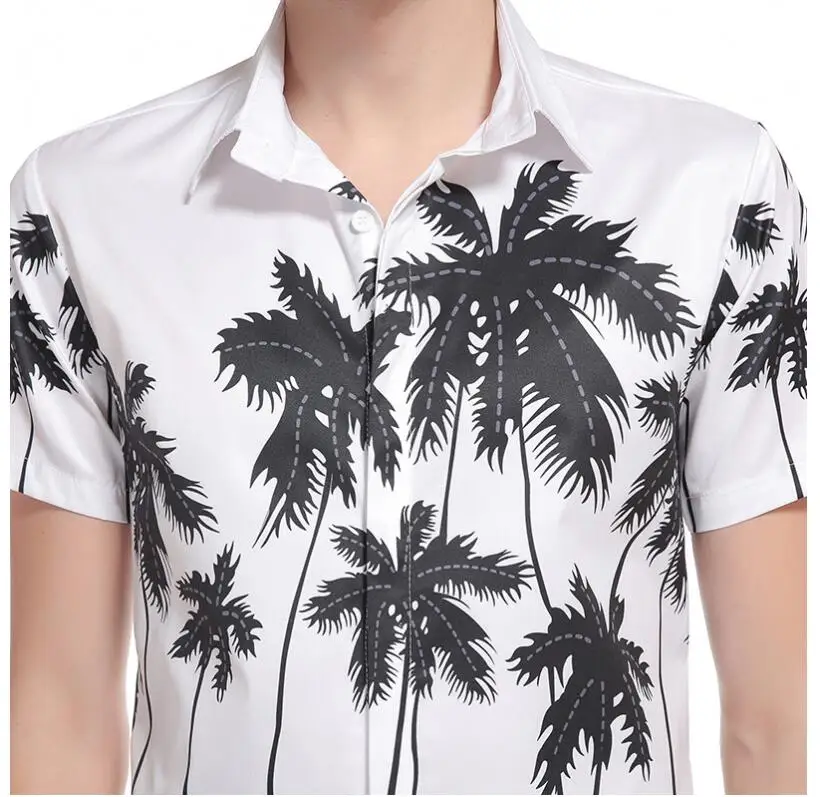 Wholesale Summer Sand Beach Short Sleeve Cuban Collar Hawaiian Print Shirt for Men