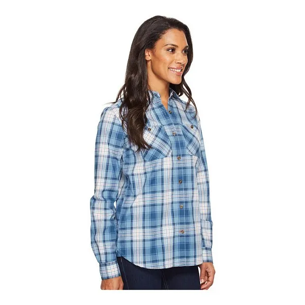 Lastestt Design Shirts for Women 100% Cotton Long Sleeve Double Pocket Checked Lady Shirt