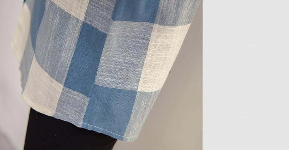 Wholesale Korea Style Turn Down Collar Long Sleeve Plaid Shirt Blouse for Women