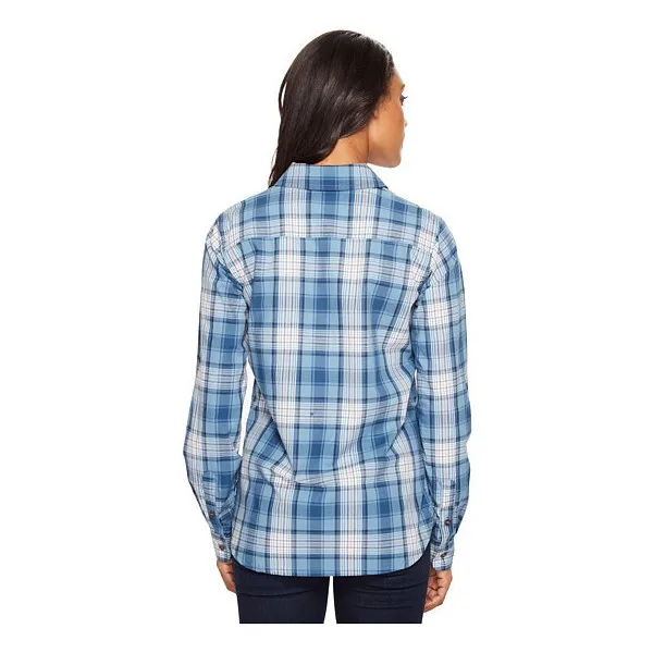 Lastestt Design Shirts for Women 100% Cotton Long Sleeve Double Pocket Checked Lady Shirt