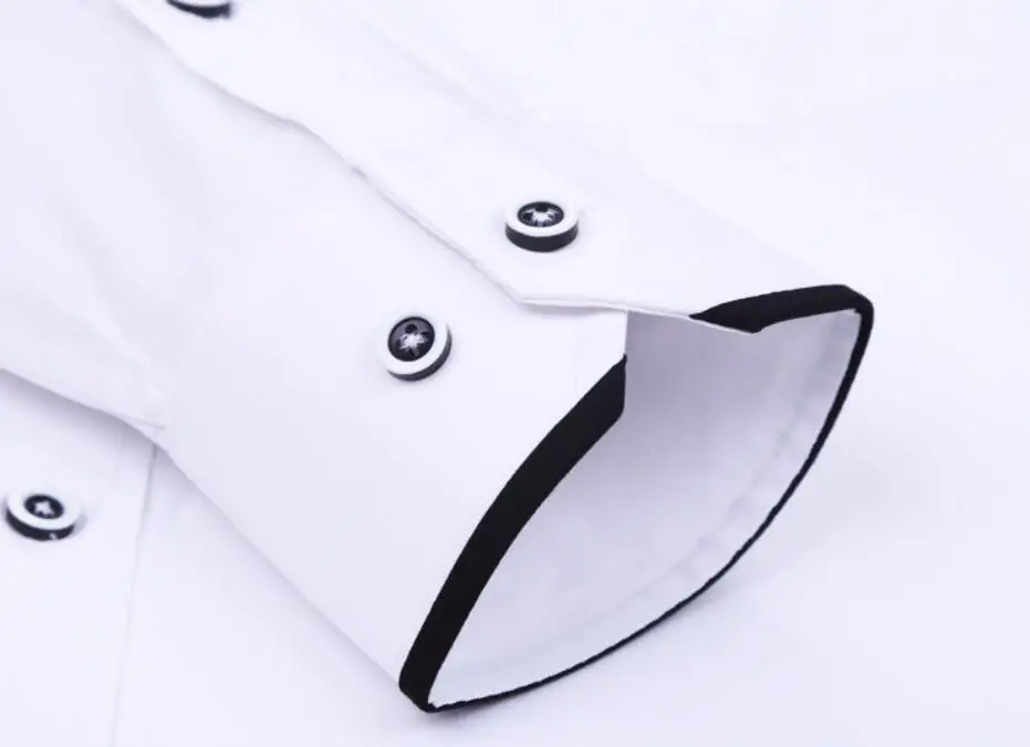 Mandarin Collar Long Sleeve Slim Fit Business Dress Shirts for Men