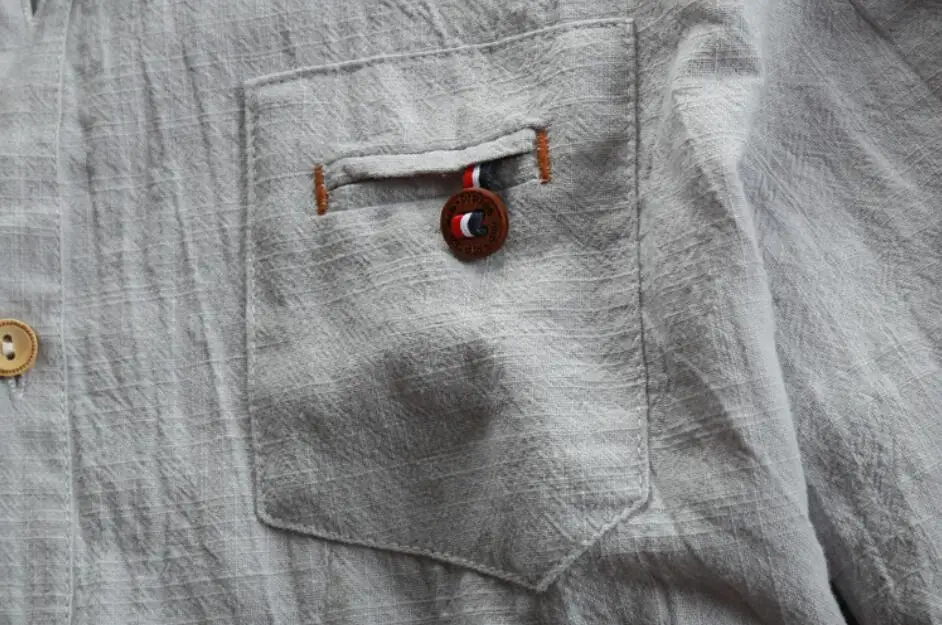 High Quality Half Sleeve With Sleeve Loops Chest Pocket Linen Cotton Shirts for Men