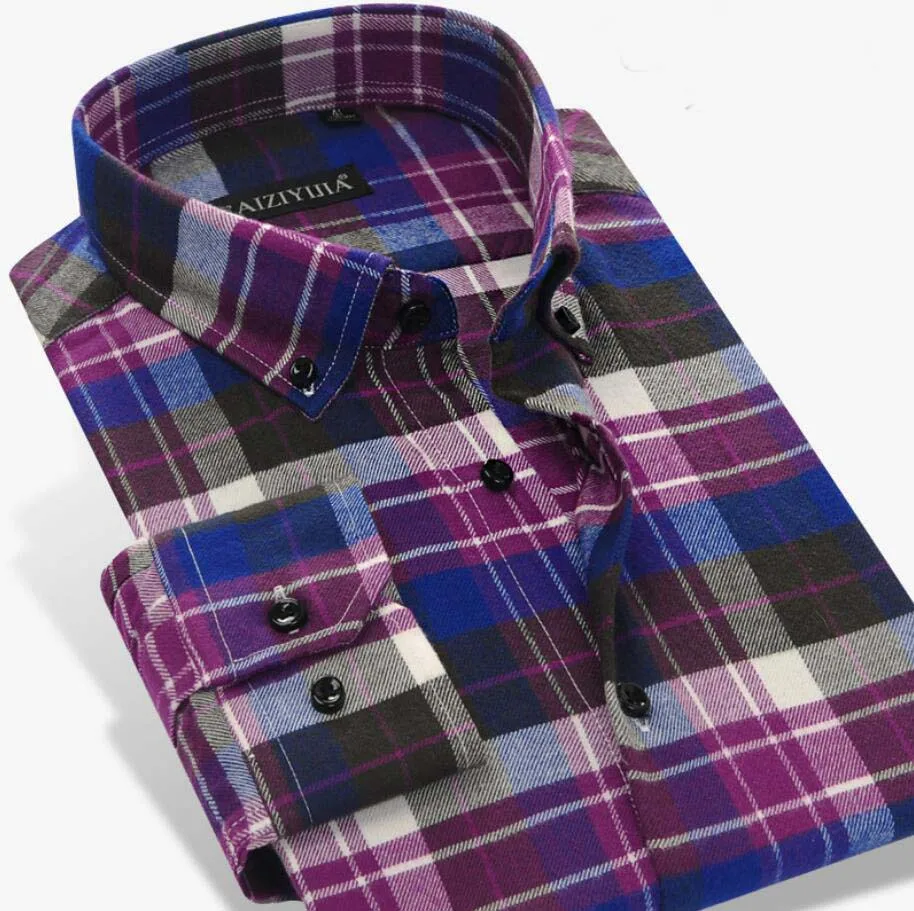 OEM Turn Down Collar Classic Design Long Sleeve Casual Flannel Plaids Shirts for Men