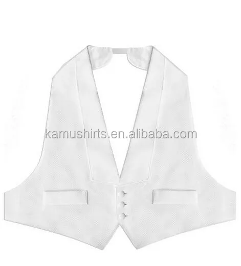 White Pique Shirts Vest & Bow Tie for Men's Dress Formal Shirt Sets