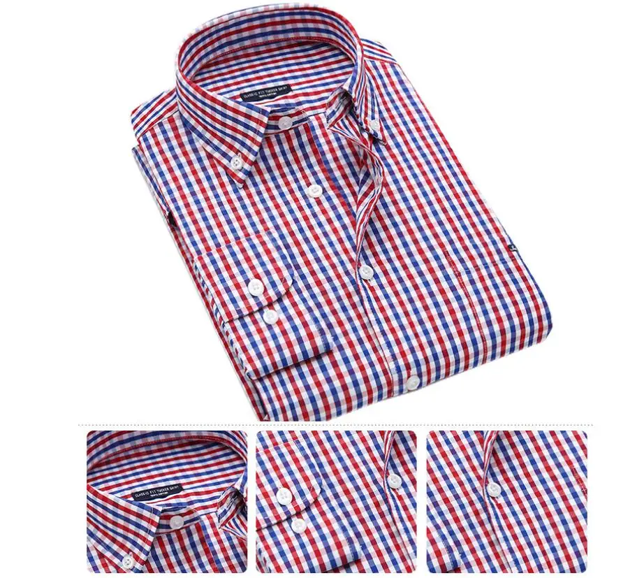 Wholesale Pure Cotton Long Sleeve Slim Fit Small Checks Shirts for Men