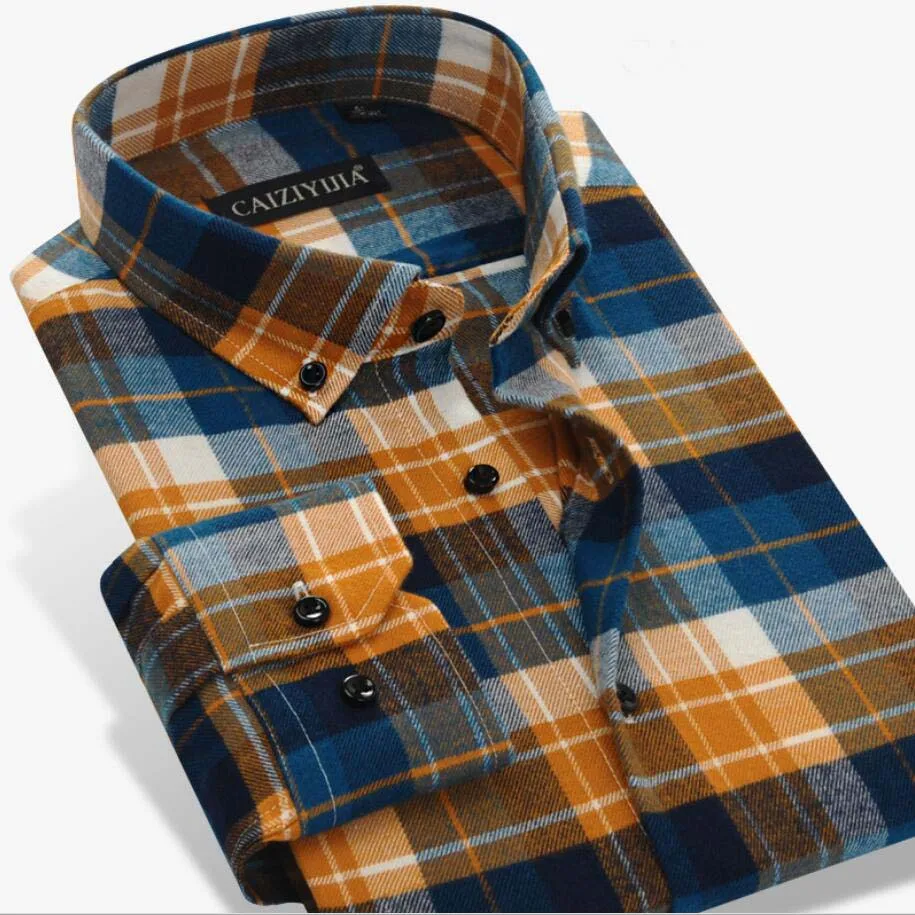 OEM Turn Down Collar Classic Design Long Sleeve Casual Flannel Plaids Shirts for Men