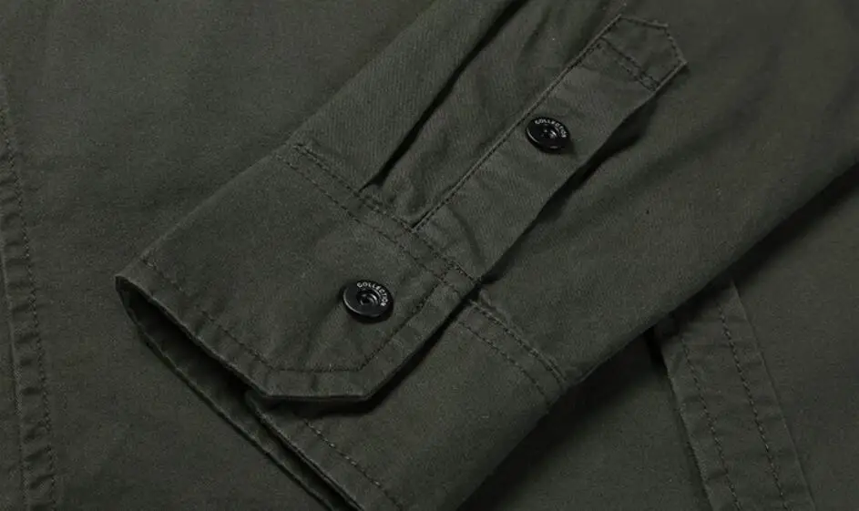 High Grade 100% Cotton Classic One Pocket Long Sleeve Slim Fit Work Shirt Blouse for Men
