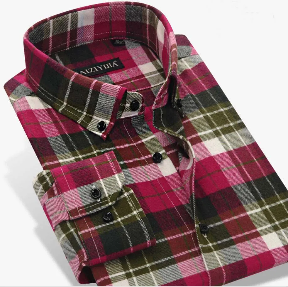 OEM Turn Down Collar Classic Design Long Sleeve Casual Flannel Plaids Shirts for Men