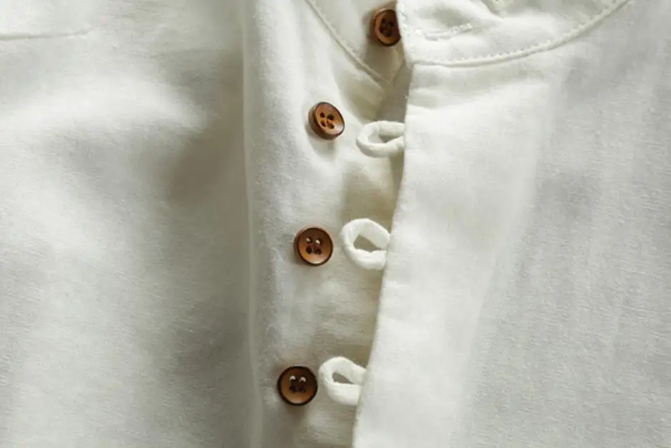 OEM Chinese Style Mandarin Collar Long Sleeve Linen Cotton Shirts for Men