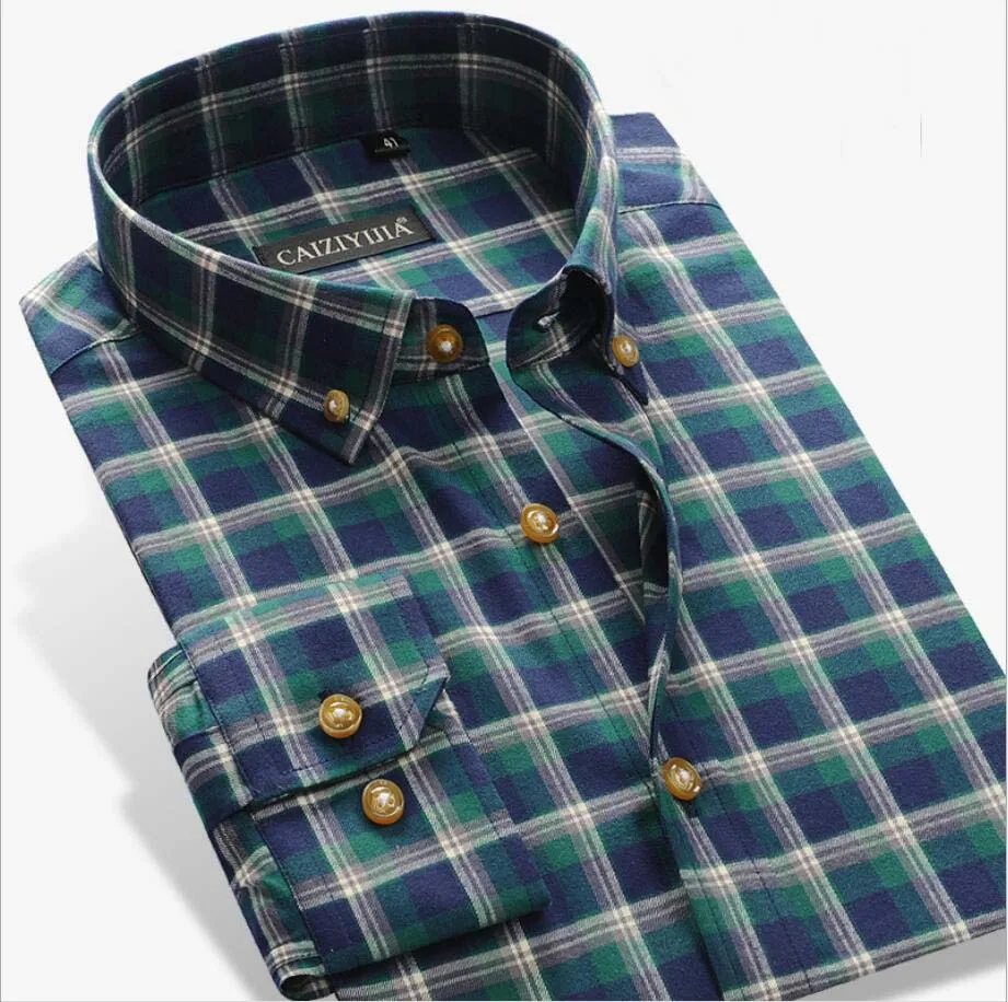 Men's Factory Custom Pure Cotton Plaid Long Sleeve Casual Shirts