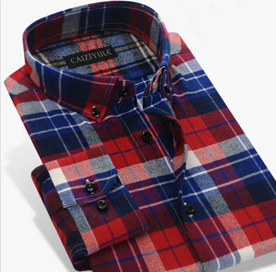 OEM Turn Down Collar Classic Design Long Sleeve Casual Flannel Plaids Shirts for Men