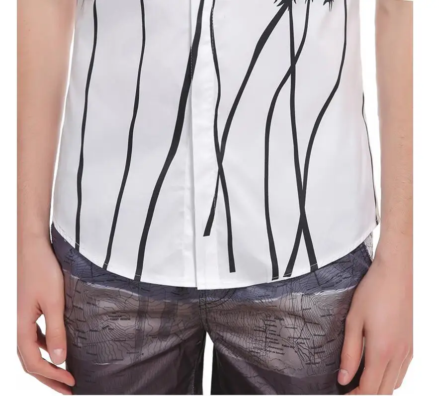 Wholesale Summer Sand Beach Short Sleeve Cuban Collar Hawaiian Print Shirt for Men