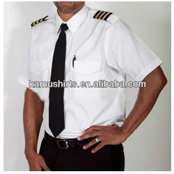 Man air Line Pilot Uniform Shirt White Pilot Shirt Short Sleeve Pilot Shirts