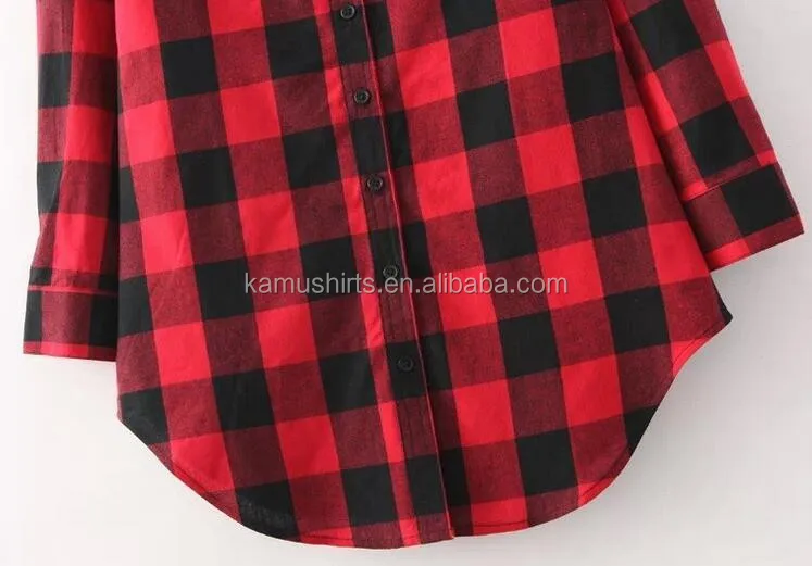 Ladies Long Boyfriend Flannel Checked Shirts