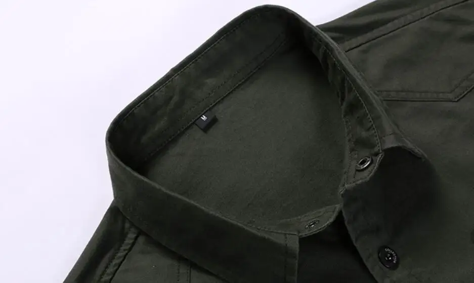 High Grade 100% Cotton Classic One Pocket Long Sleeve Slim Fit Work Shirt Blouse for Men