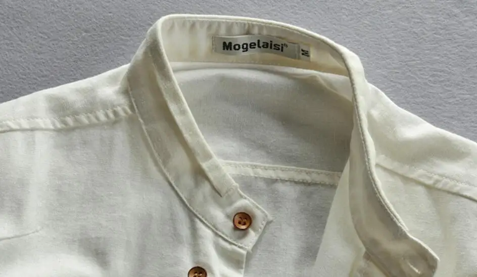 OEM Chinese Style Mandarin Collar Long Sleeve Linen Cotton Shirts for Men