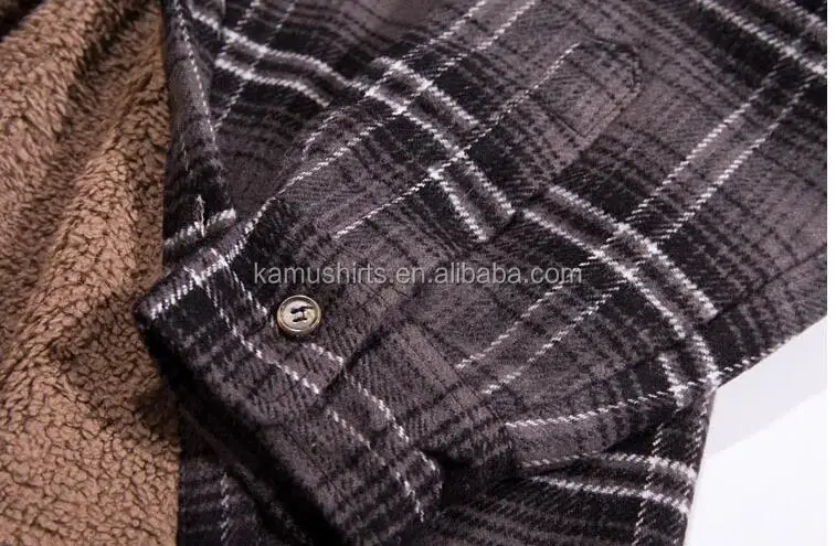 Mens Quilted Flannel Sherpa Lining Winter Warm Shirts