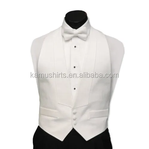 White Pique Shirts Vest & Bow Tie for Men's Dress Formal Shirt Sets