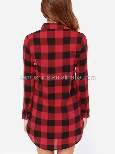 Ladies Long Boyfriend Flannel Checked Shirts