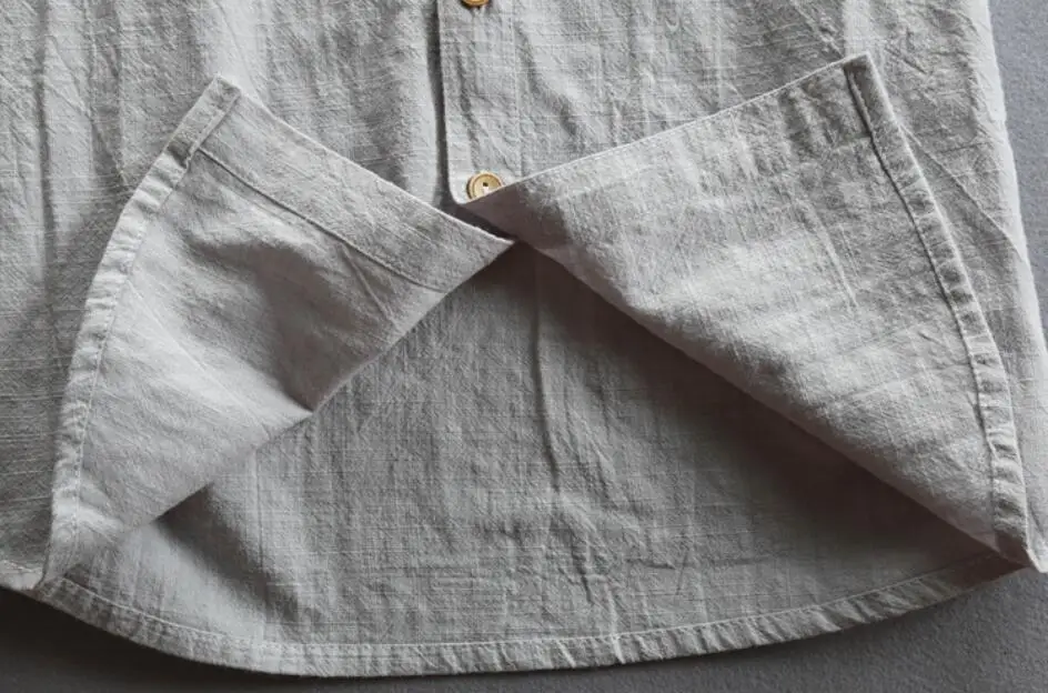 High Quality Half Sleeve With Sleeve Loops Chest Pocket Linen Cotton Shirts for Men