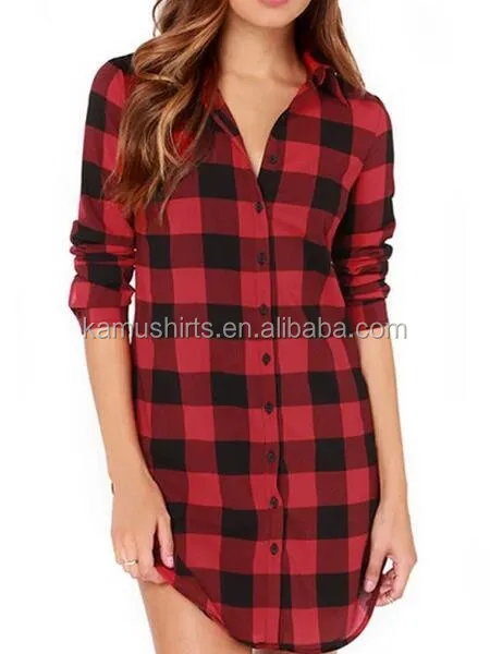Ladies Long Boyfriend Flannel Checked Shirts