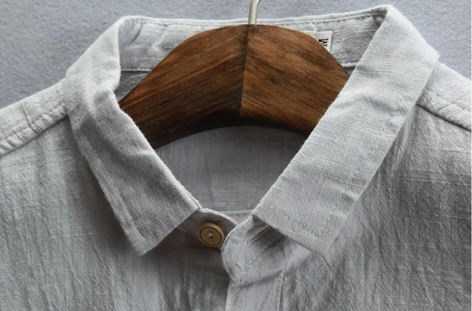 High Quality Half Sleeve With Sleeve Loops Chest Pocket Linen Cotton Shirts for Men