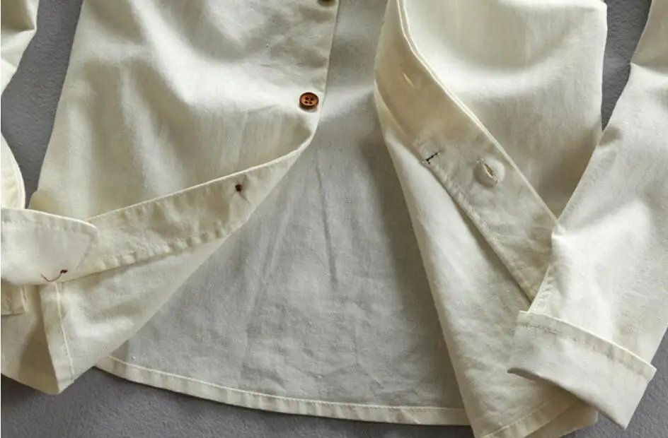 OEM Chinese Style Mandarin Collar Long Sleeve Linen Cotton Shirts for Men