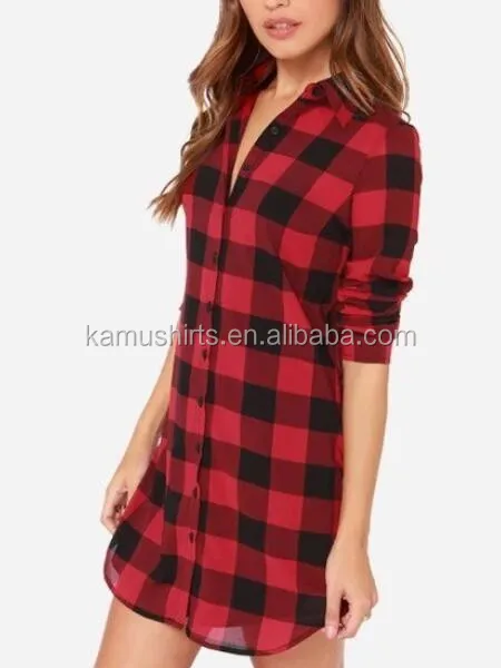 Ladies Long Boyfriend Flannel Checked Shirts
