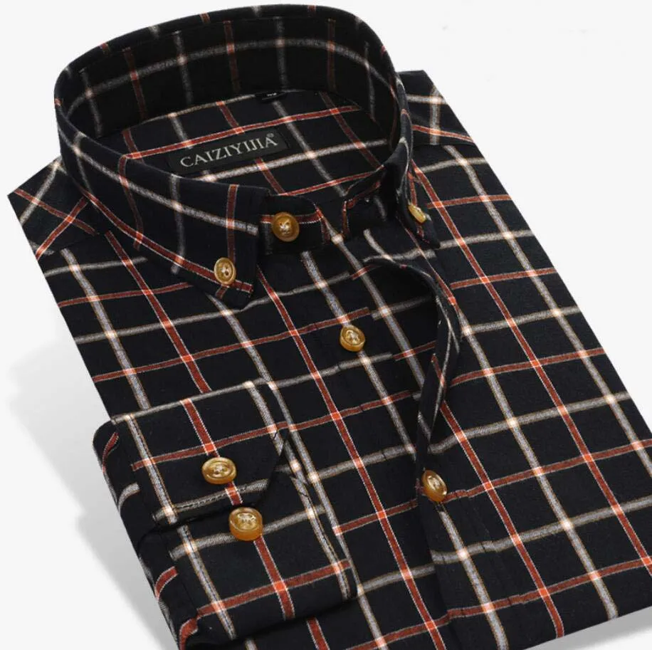 Men's Factory Custom Pure Cotton Plaid Long Sleeve Casual Shirts