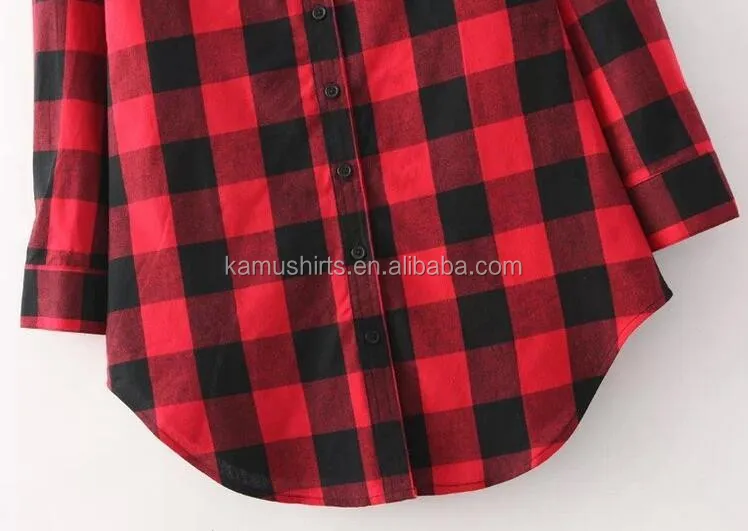 Ladies Long Boyfriend Flannel Checked Shirts