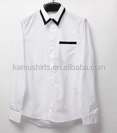 New Stylish Long Sleeve Dress Shirts Men White Black Mens Dress Shirt