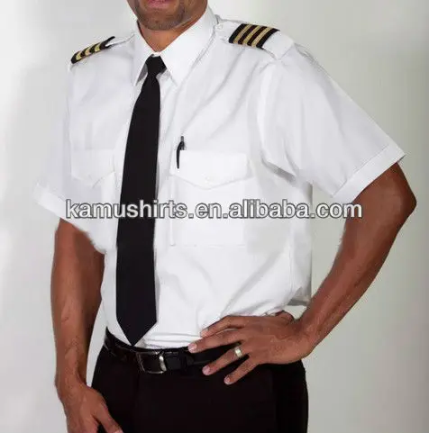 Man air Line Pilot Uniform Shirt White Pilot Shirt Short Sleeve Pilot Shirts