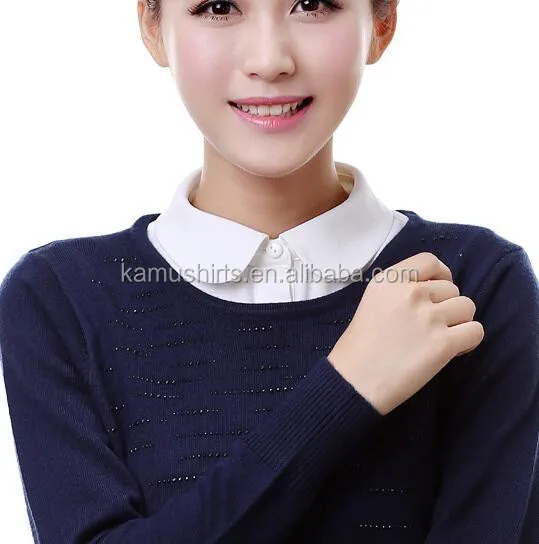 Girls Women Peter-Pan Collar Half Shirt Blouse
