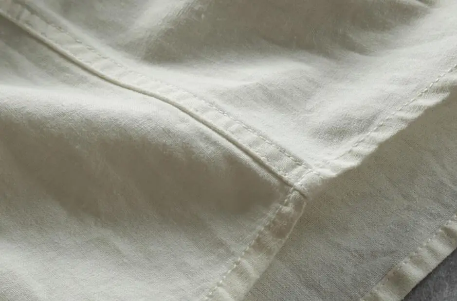 OEM Chinese Style Mandarin Collar Long Sleeve Linen Cotton Shirts for Men