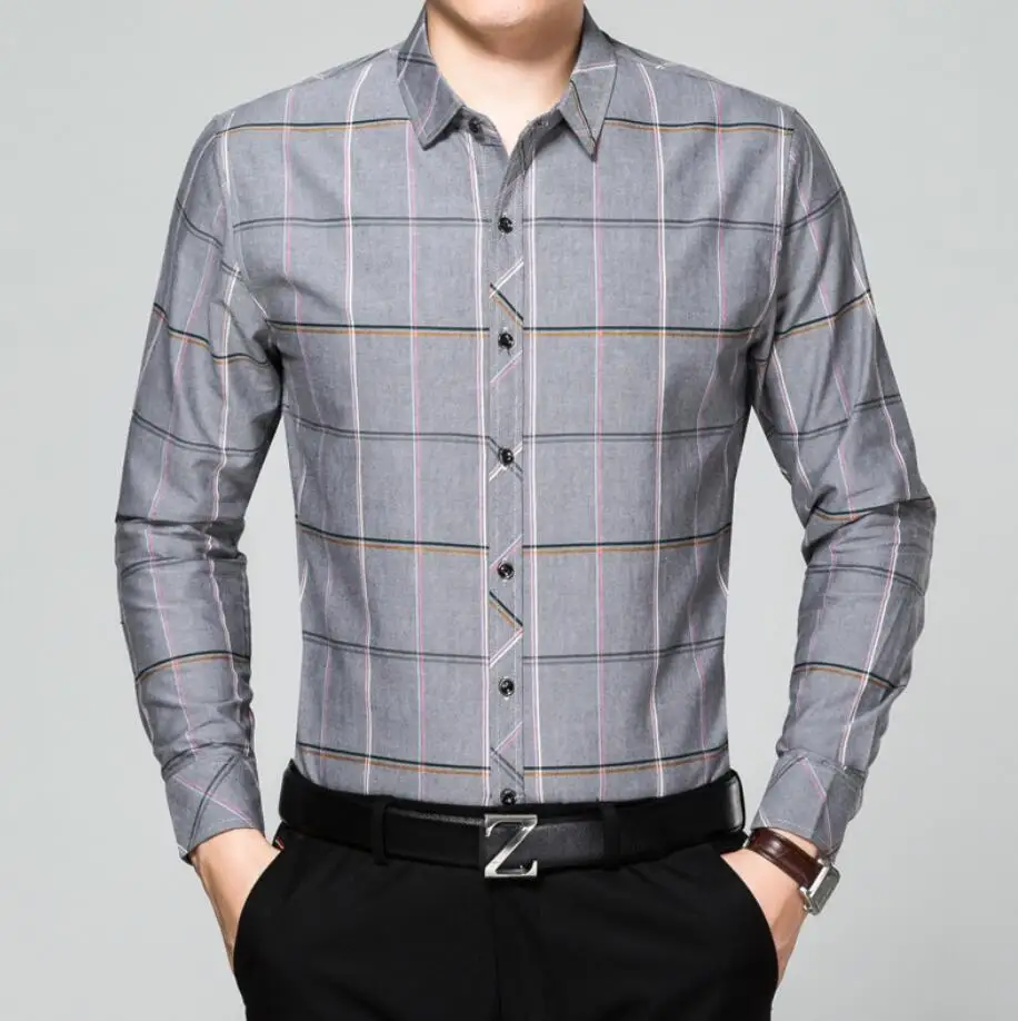 High Grade Classic Pure Cotton Long Sleeve Plaids Shirt for Men