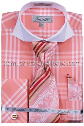 Men's Dress Formal Shirts With Tie Cufflinks Set