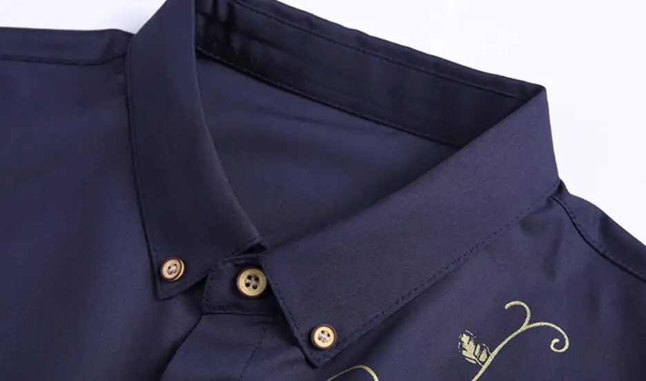 High Quality Button Down Collar Slim Fit Mandarin Collar Short Sleeve Print Shirt for Men
