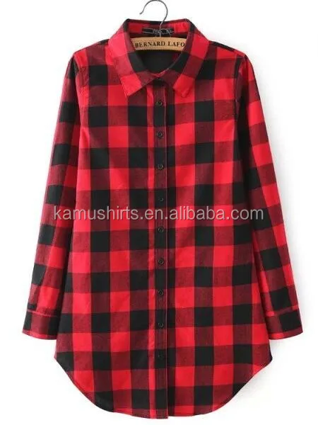 Ladies Long Boyfriend Flannel Checked Shirts